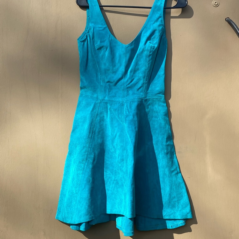 Vintage 80’s Suede Fit and Flare Mini Dress Sz XS-S